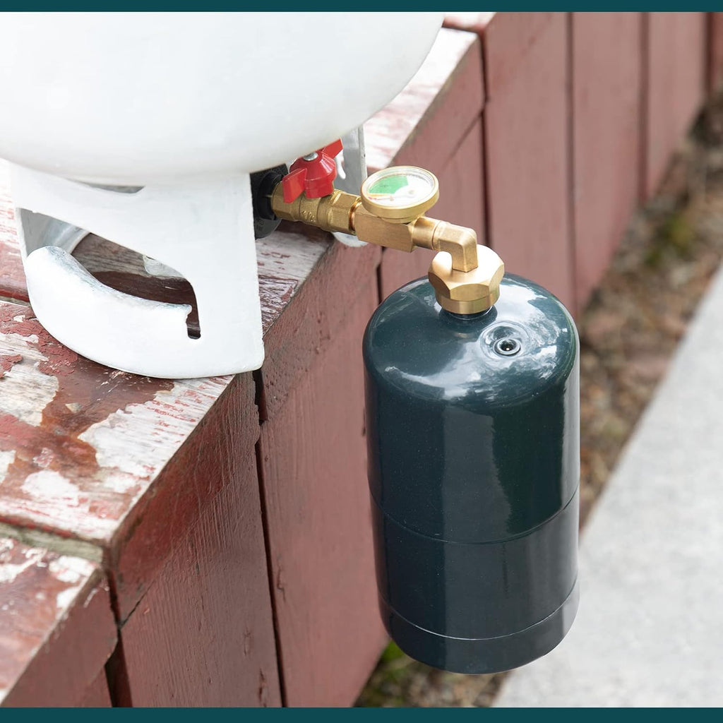 Propane Refill Adapter with Valve and Gauge, Brass S141