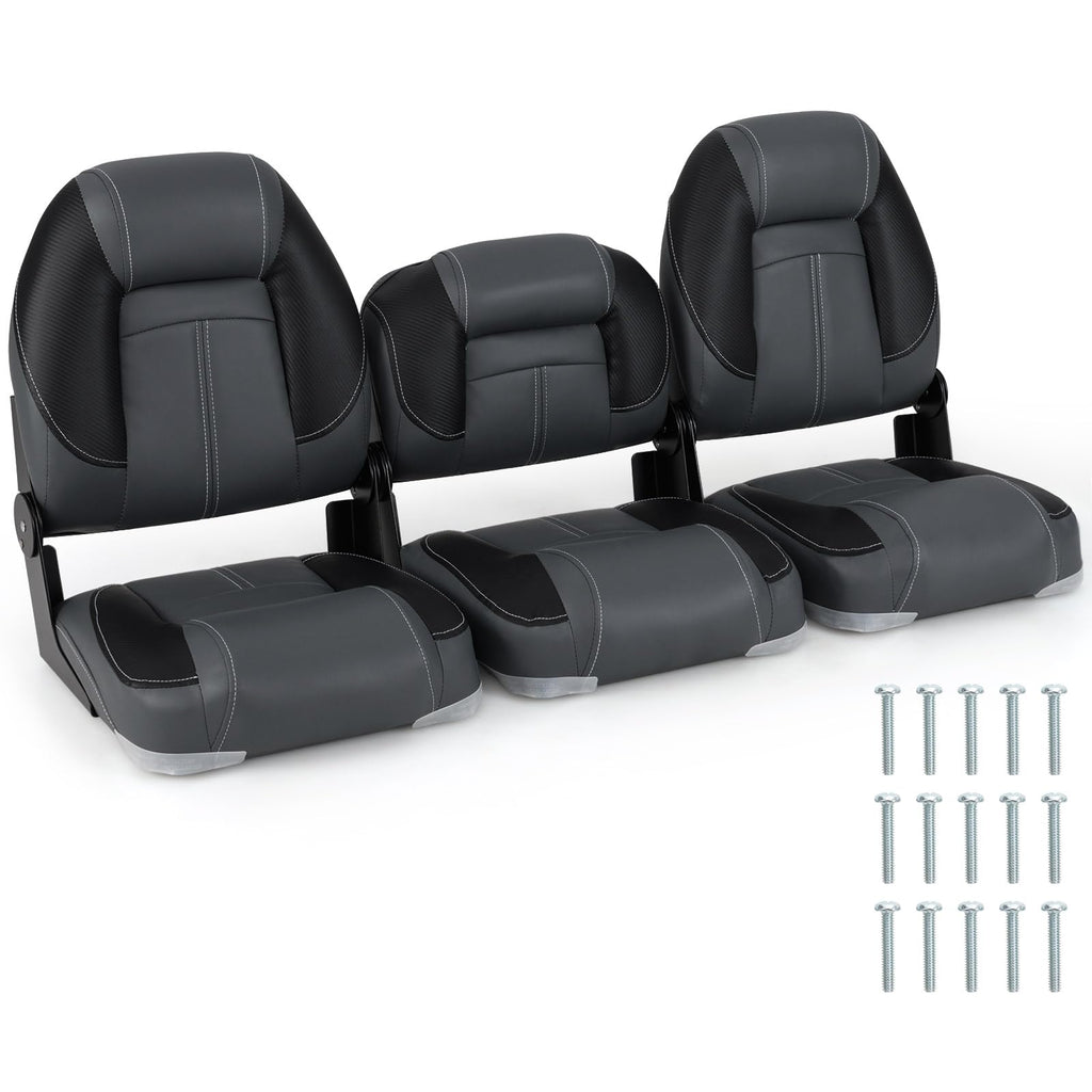 3-Pack Folding Boat Seats with 28D Sponge Padding W78184