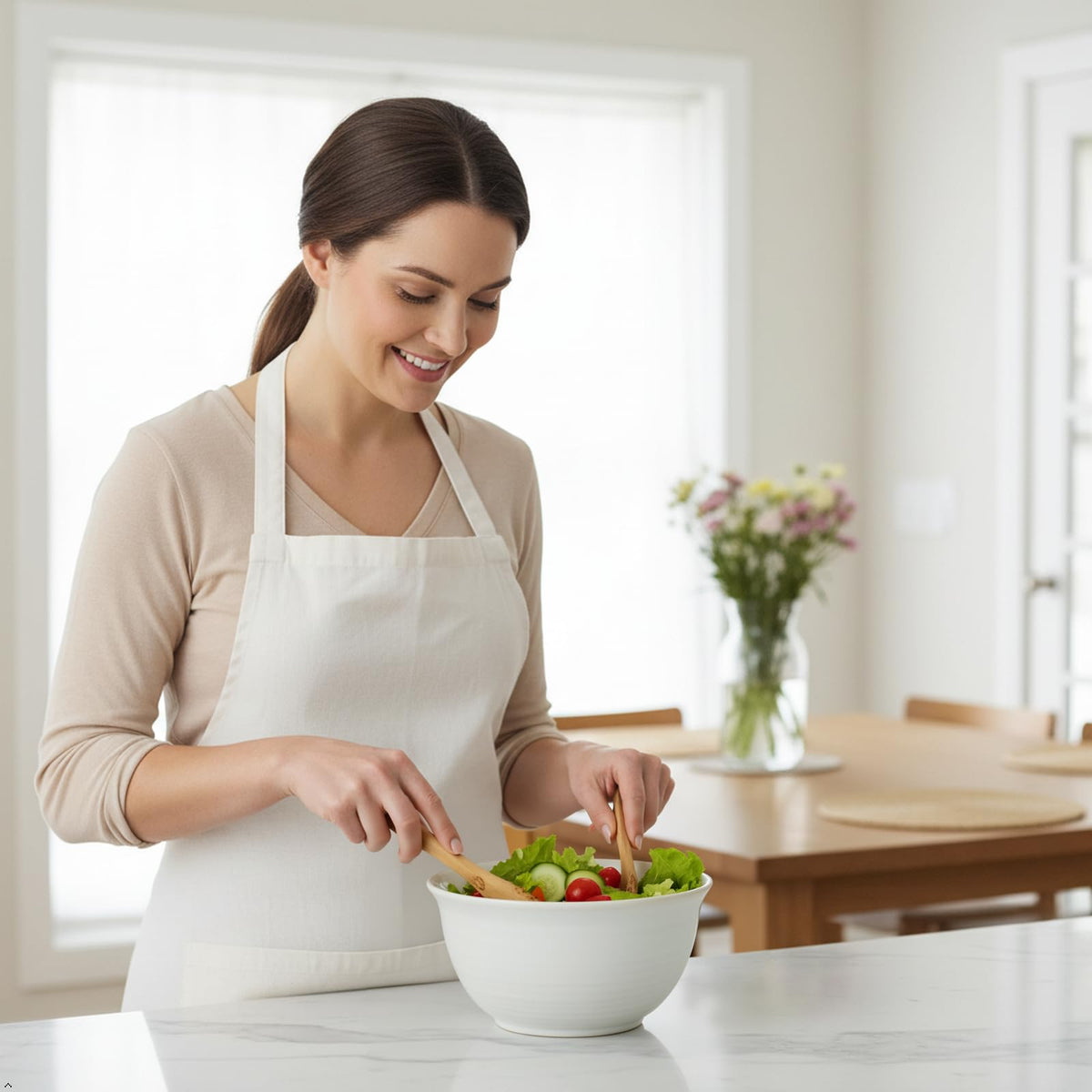 40 Ounce Deep Ceramic Soup Bowls, Microwave Safe & Dishwasher Safe, Creamy White W560