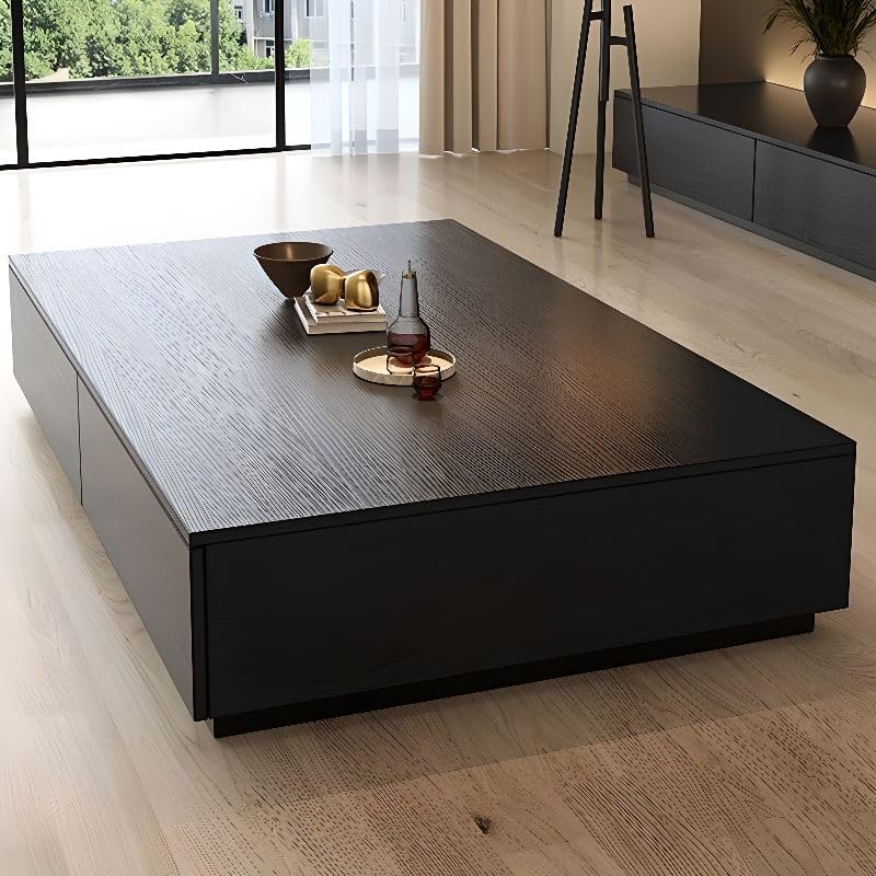 Black Wooden Coffee Table with Storage Drawers C47875
