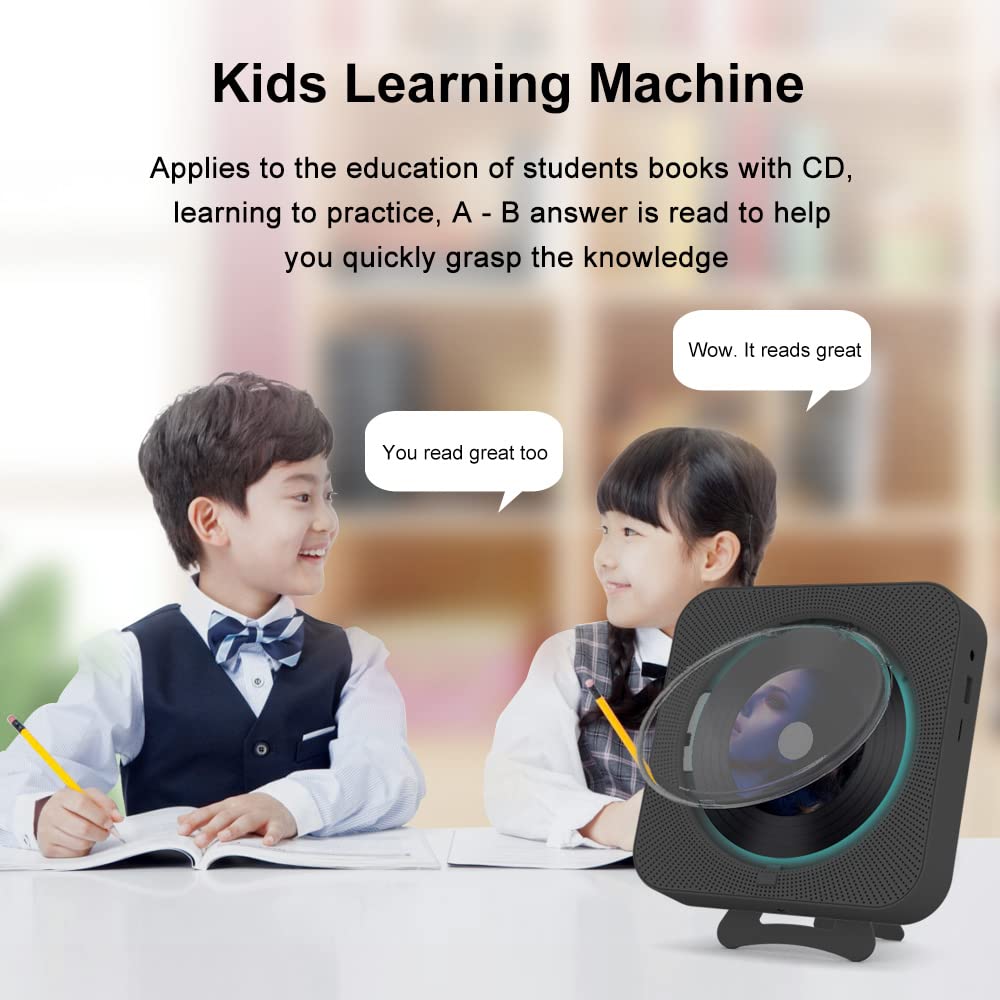 Portable CD Player with Bluetooth, Dual Speakers, LED Display, FM Radio, Black U719