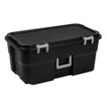 22 Gallon Black Wheeled Plastic Storage Trunk with Lids N21399