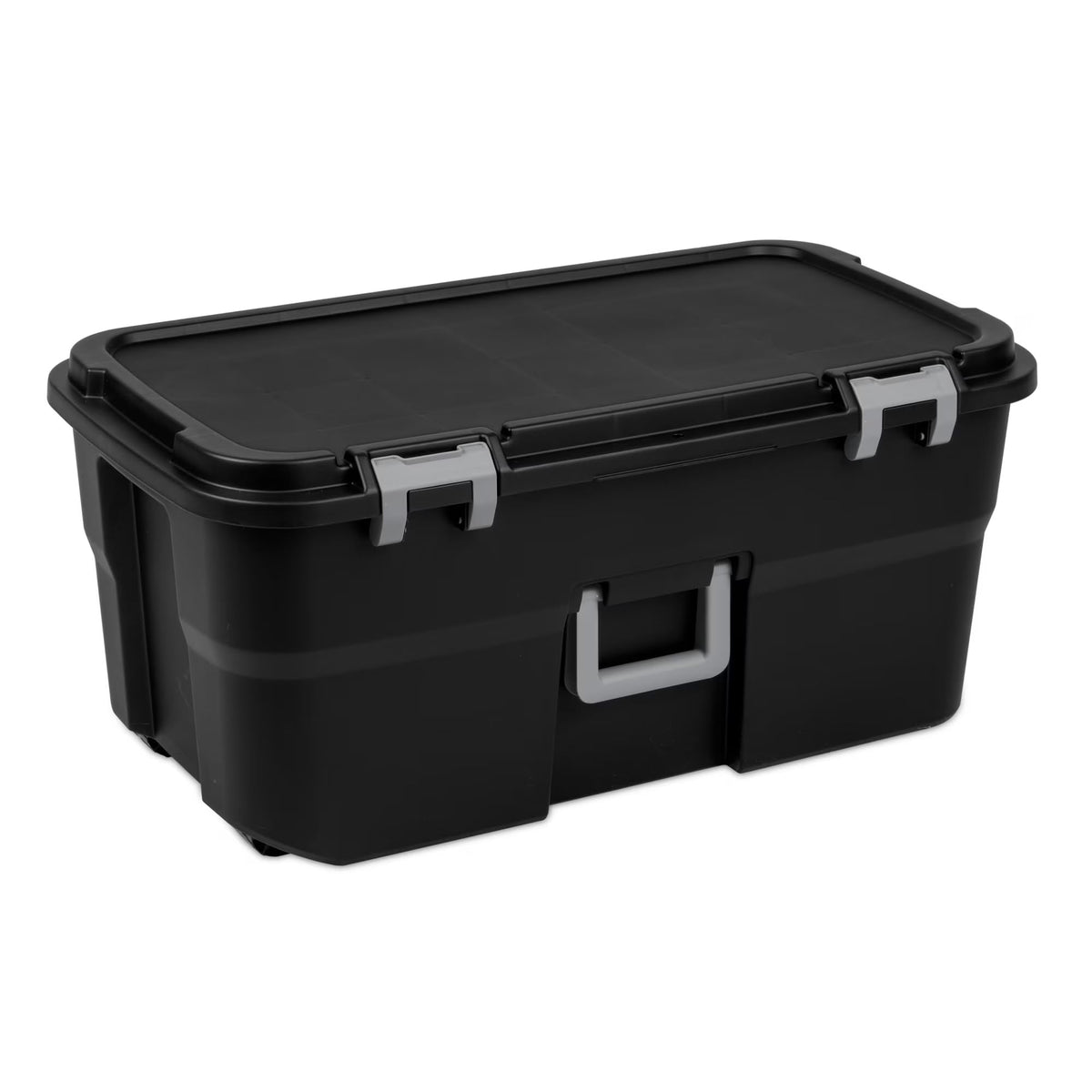 22 Gallon Black Wheeled Plastic Storage Trunk with Lids N21399
