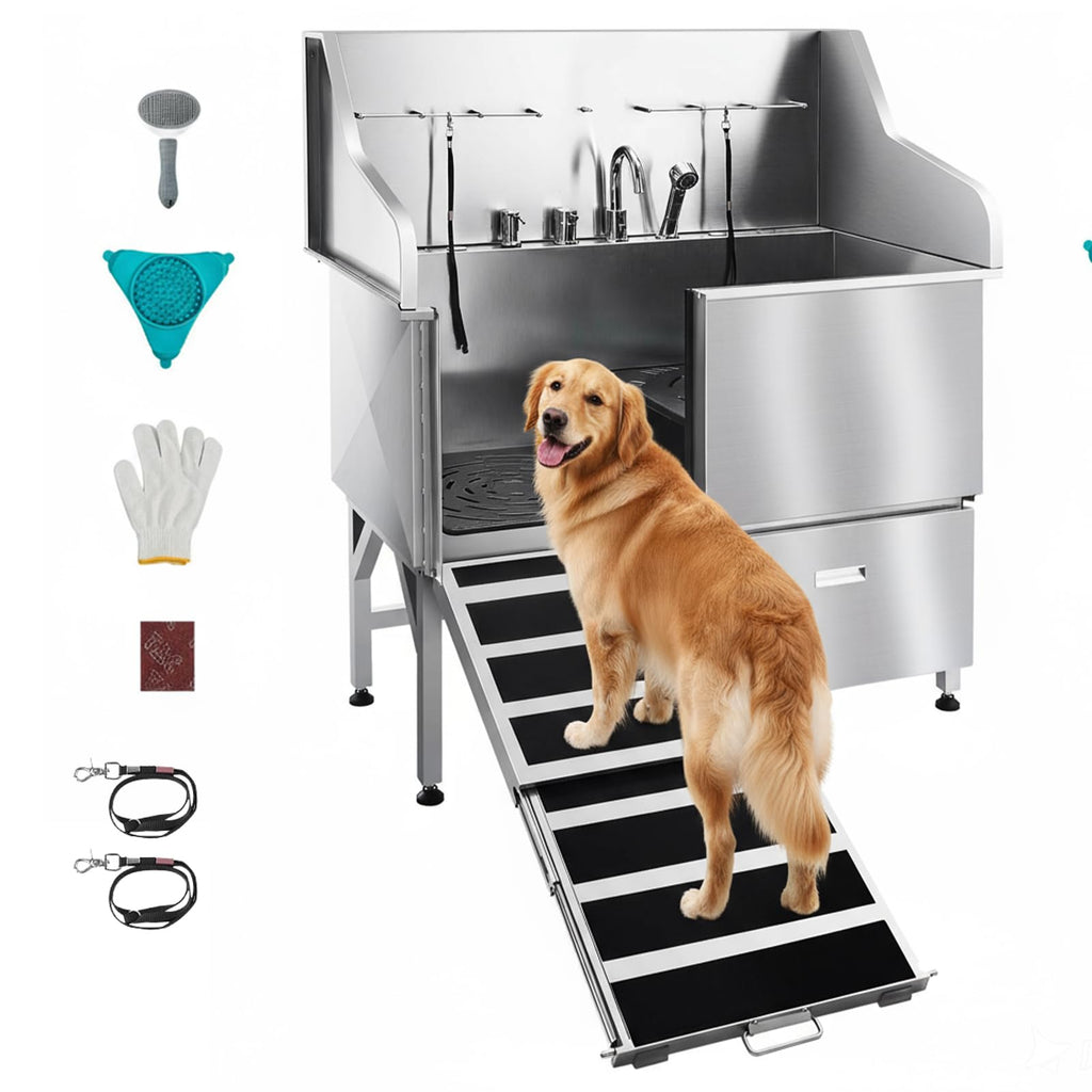 50 Inch 304 Stainless Steel Dog Bath Tub with Ramp X769665