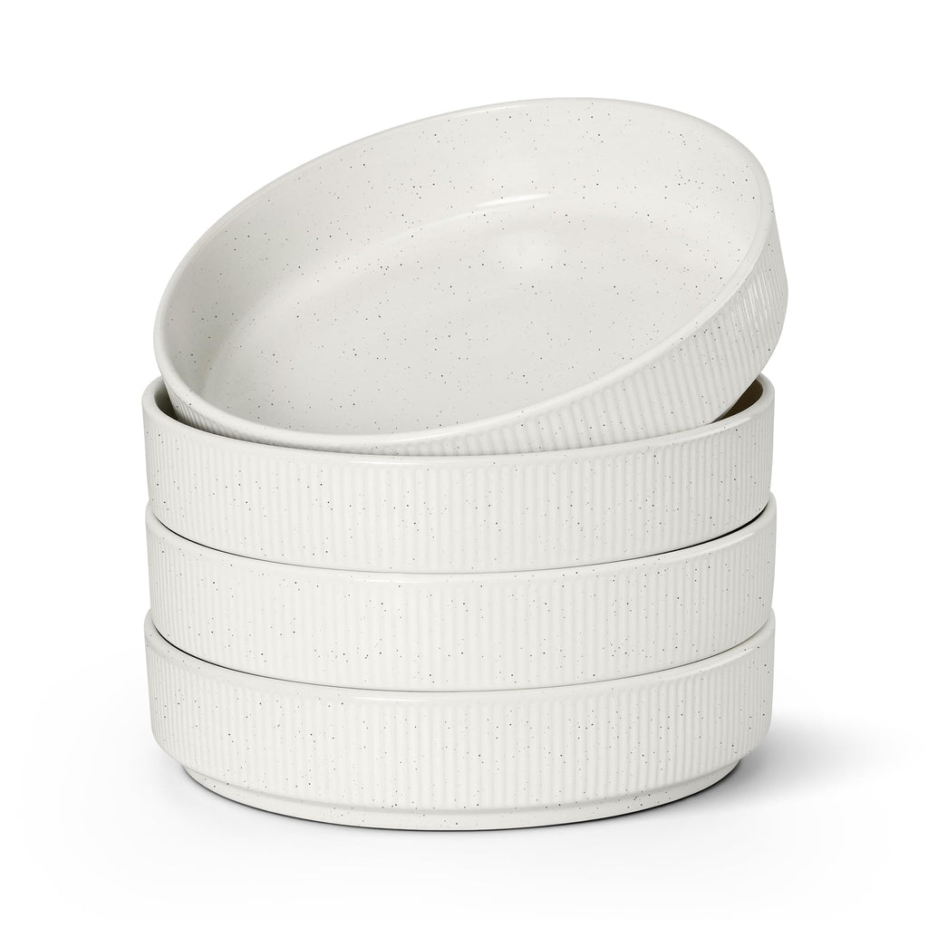 Pasta Bowls Set of 4, 35oz Ceramic, White, 8" D718
