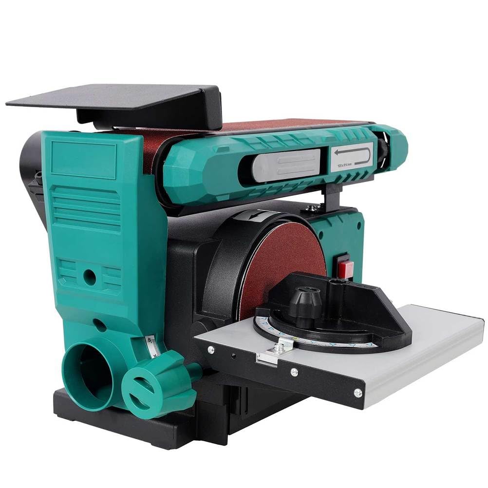 Benchtop Belt and Disc Sander, 4x36 Belt & 6" Disc, 0–90° Adjustable Table, Cast Iron Base, 120V Heavy Duty Sanding Machine L99213