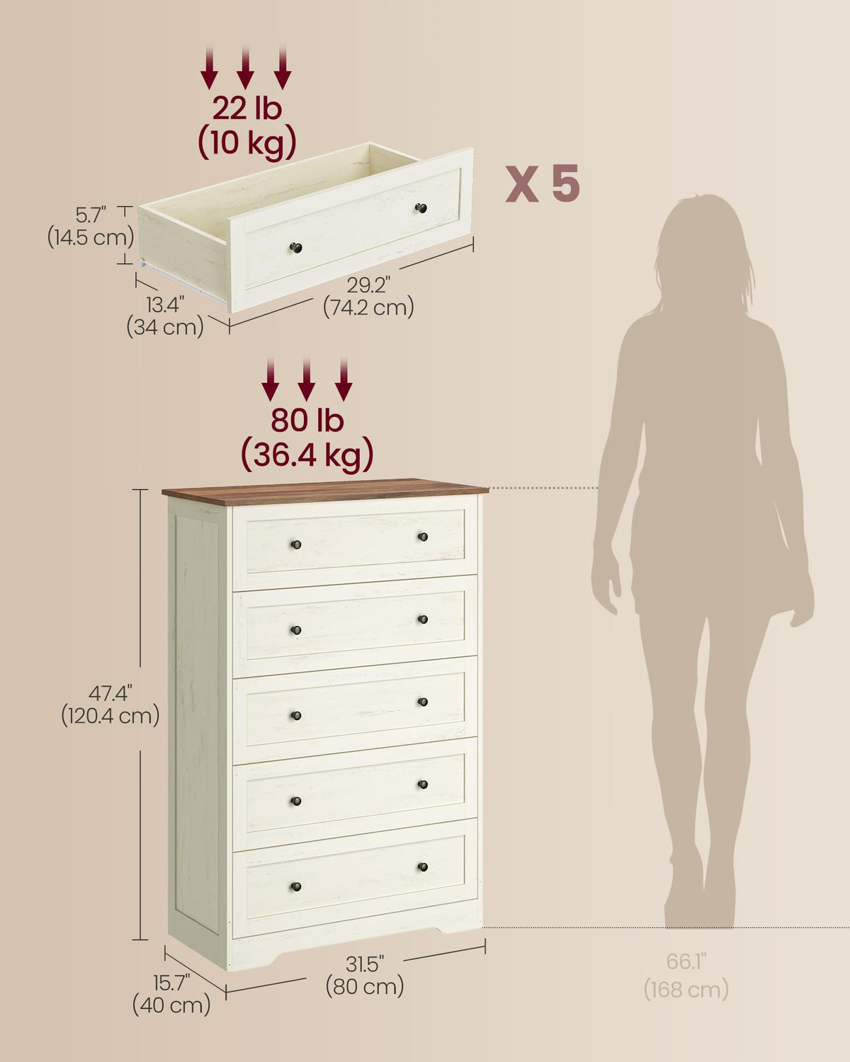5 Drawer Dresser J433