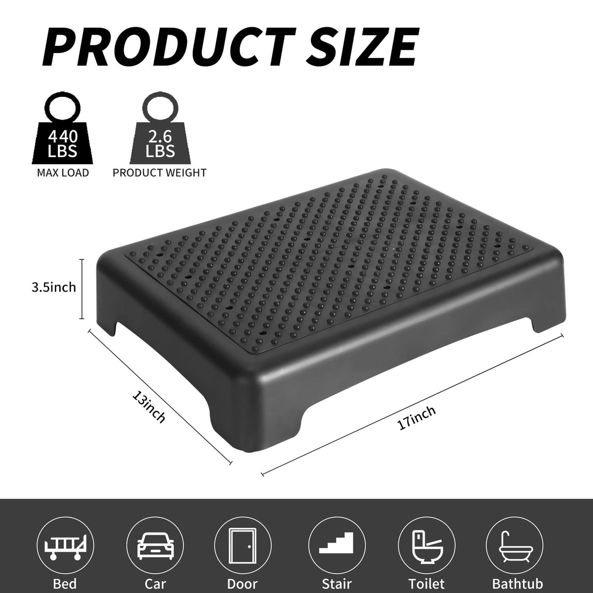 One Step Stool 3.5 Inch Non-Slip 440 Lbs Capacity W849110