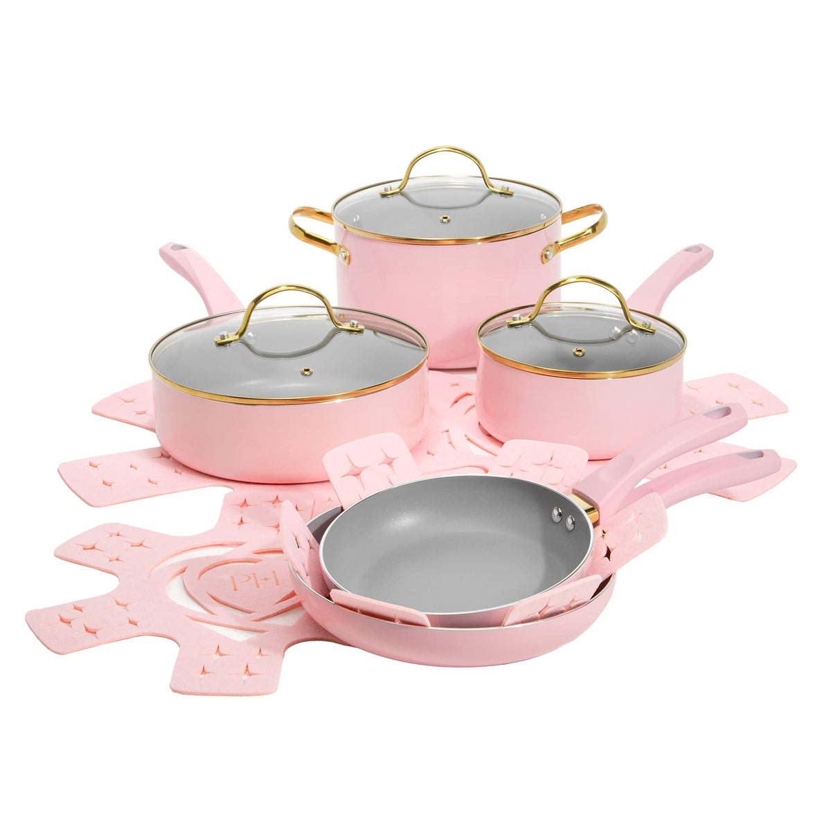 12 Piece Pink Nonstick Cookware Set F84090