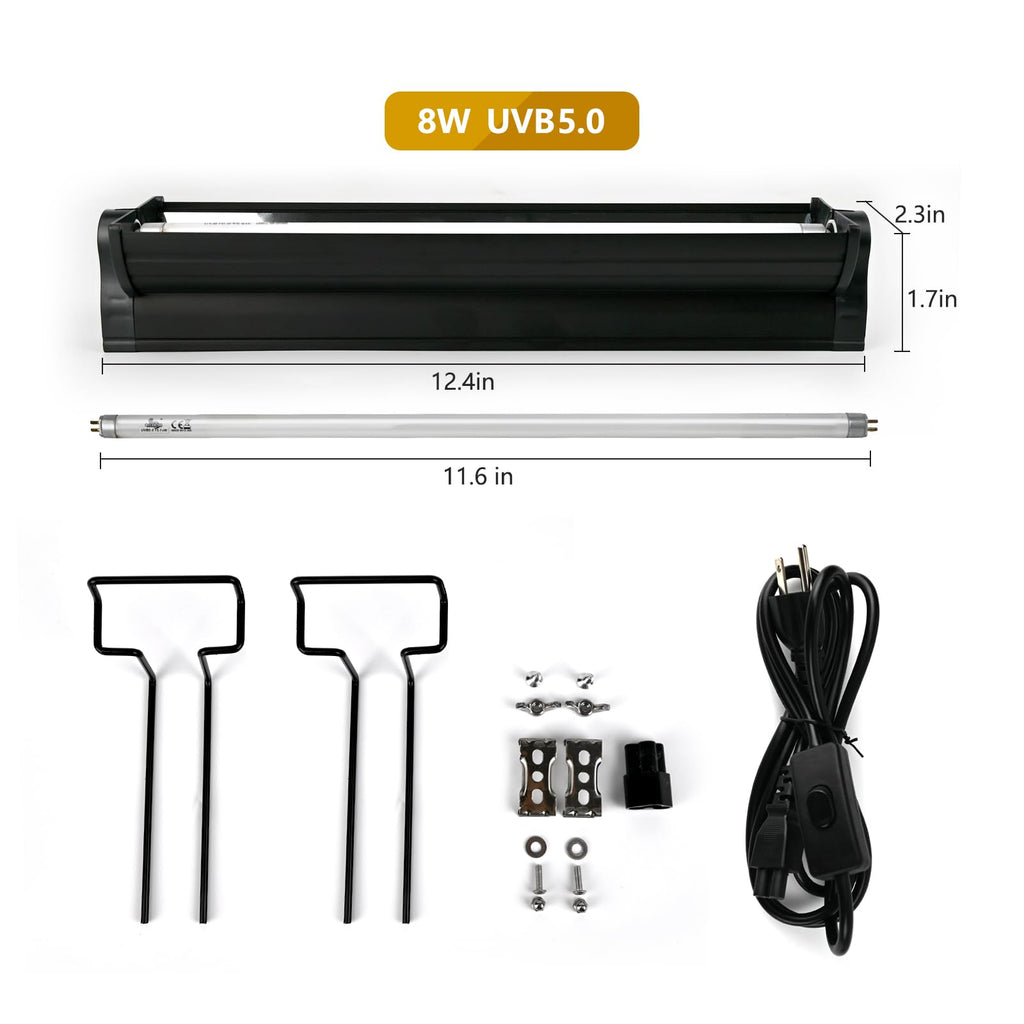 8W T5 UVB Lighting Combo Kit with Desert 5.0 Bulbs L96701