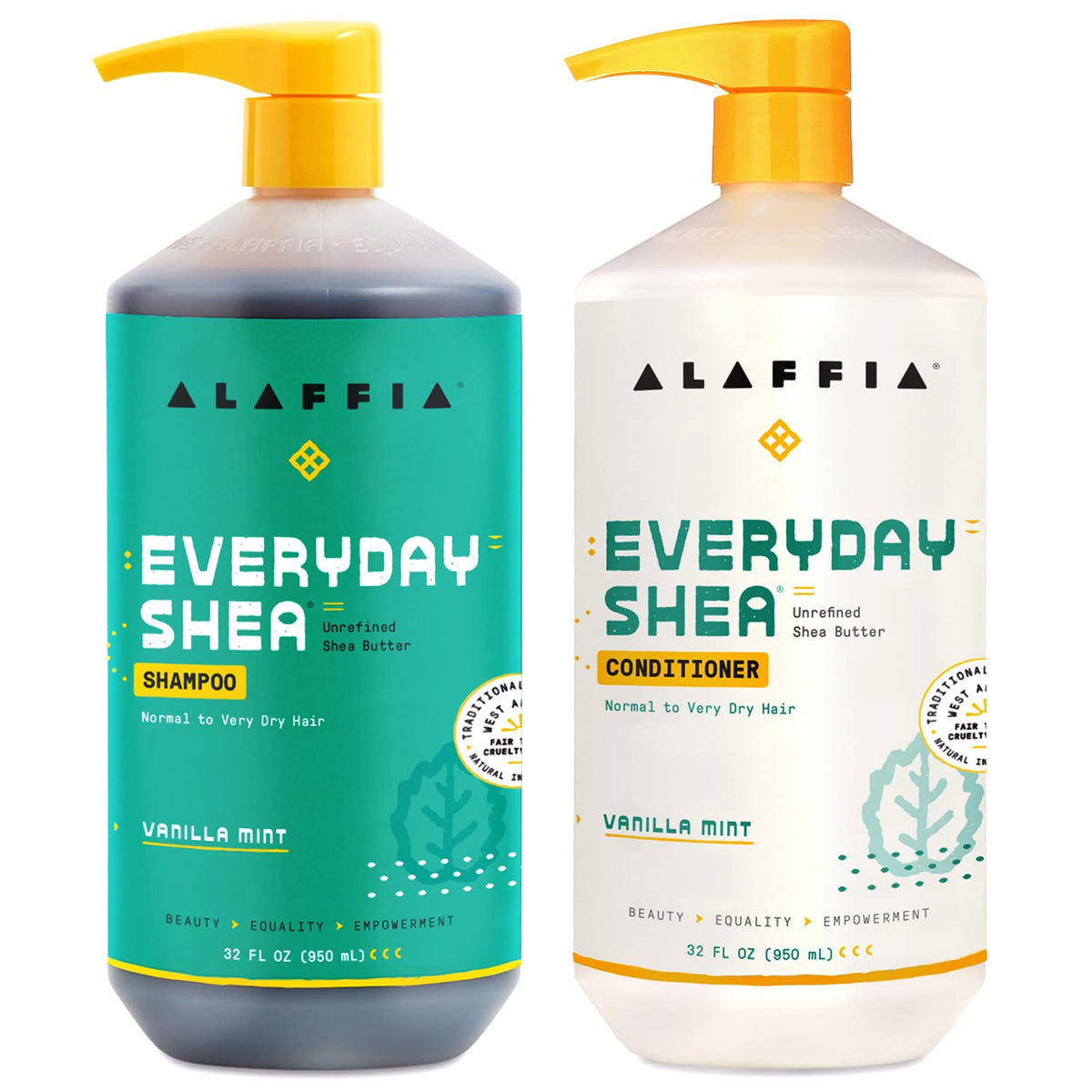 Vanilla Mint Sulfate-Free Shea Butter Shampoo and Conditioner Set 32 Oz L2813