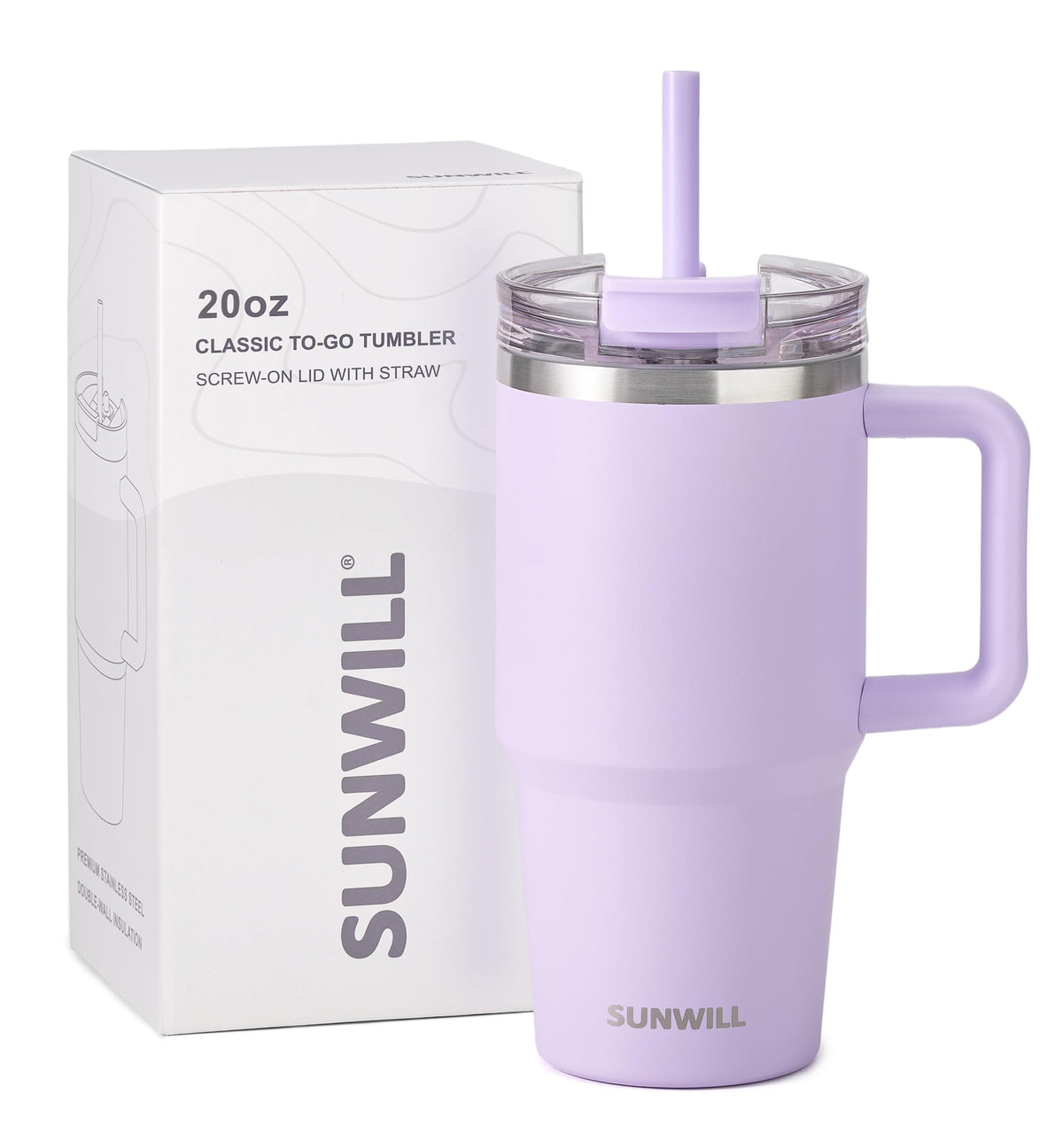 20 oz Insulated Stainless Steel Tumbler with Handle and Straw P150