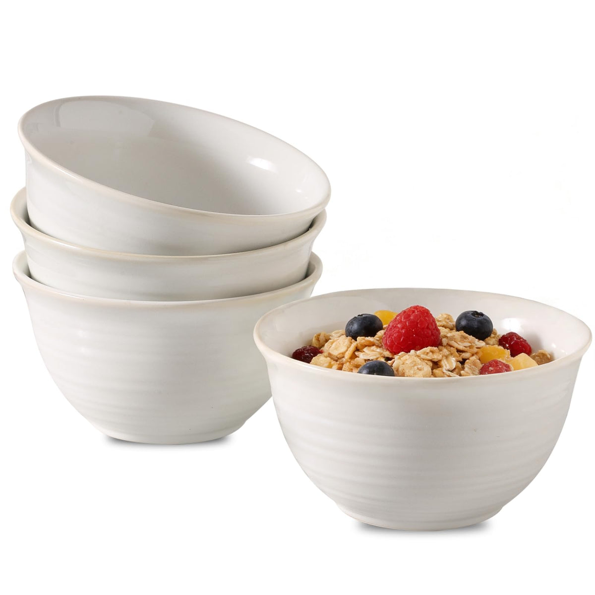 40 Ounce Deep Ceramic Soup Bowls, Microwave Safe & Dishwasher Safe, Creamy White W560