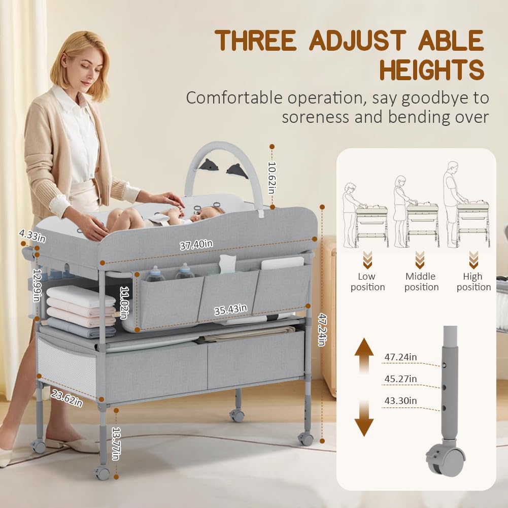 Portable Baby Changing Table with Storage Drawers E117547