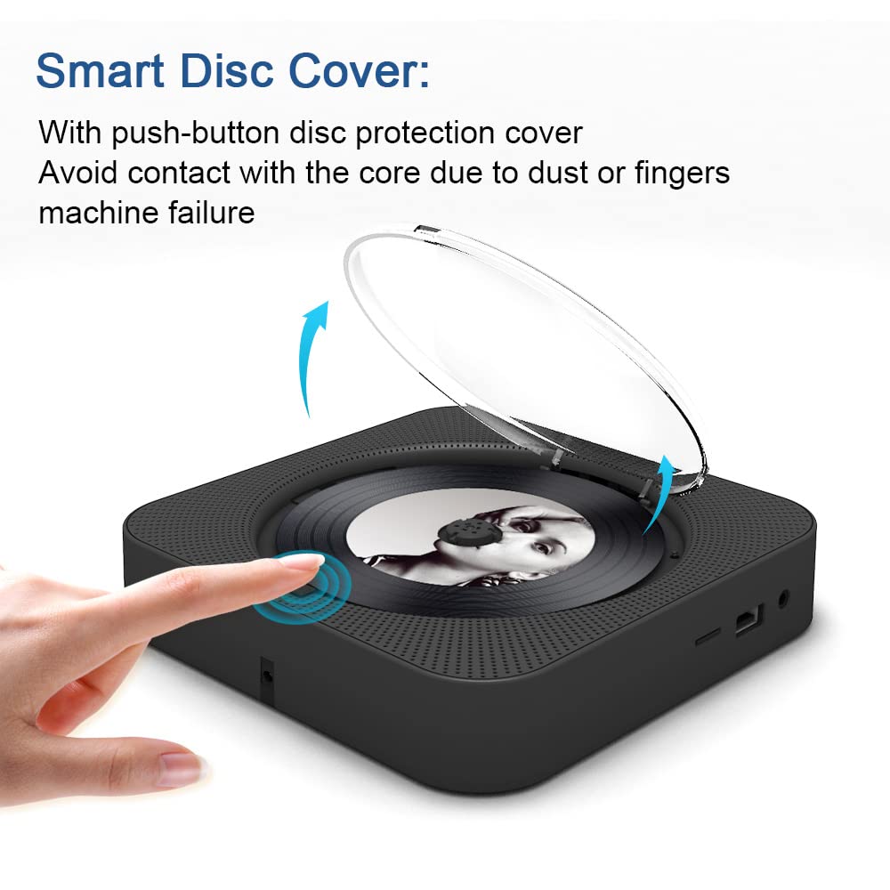 Portable CD Player with Bluetooth, Dual Speakers, LED Display, FM Radio, Black U719