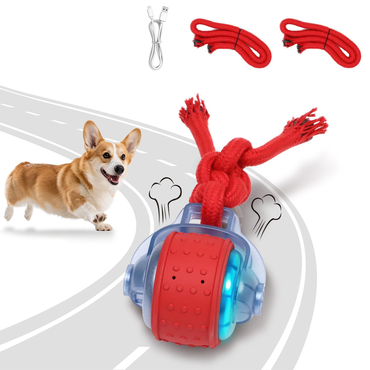 Interactive Rolling Dog Toys with Rope H34499