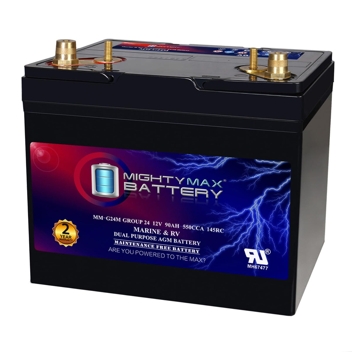 12V 90Ah Group Size 24M Deep-Cycle AGM Battery J45598