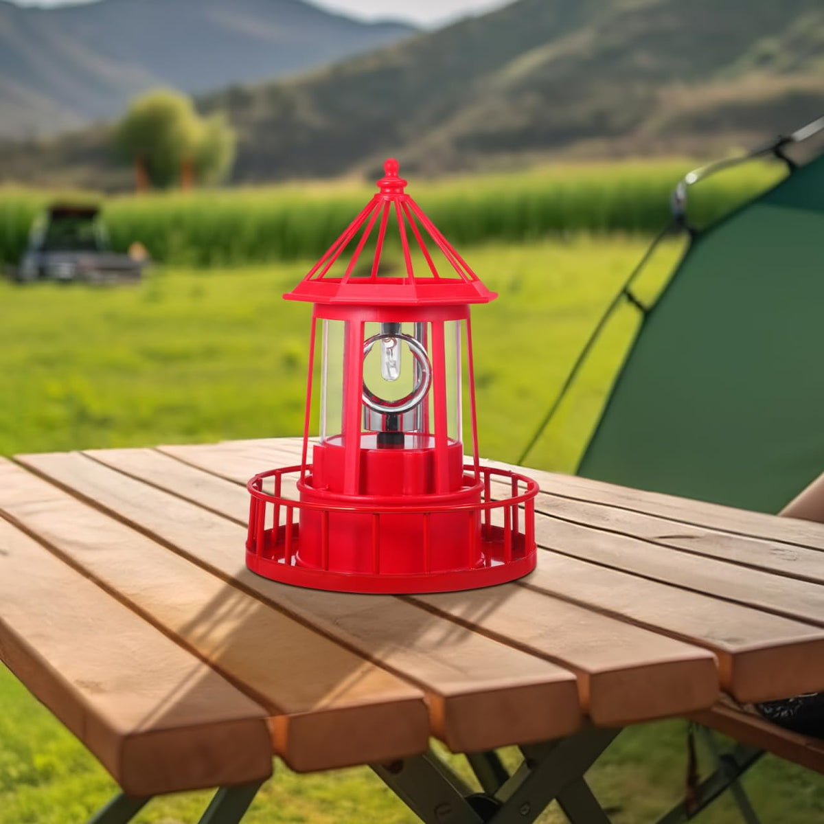 Rotating Metal Solar Lighthouse B139418