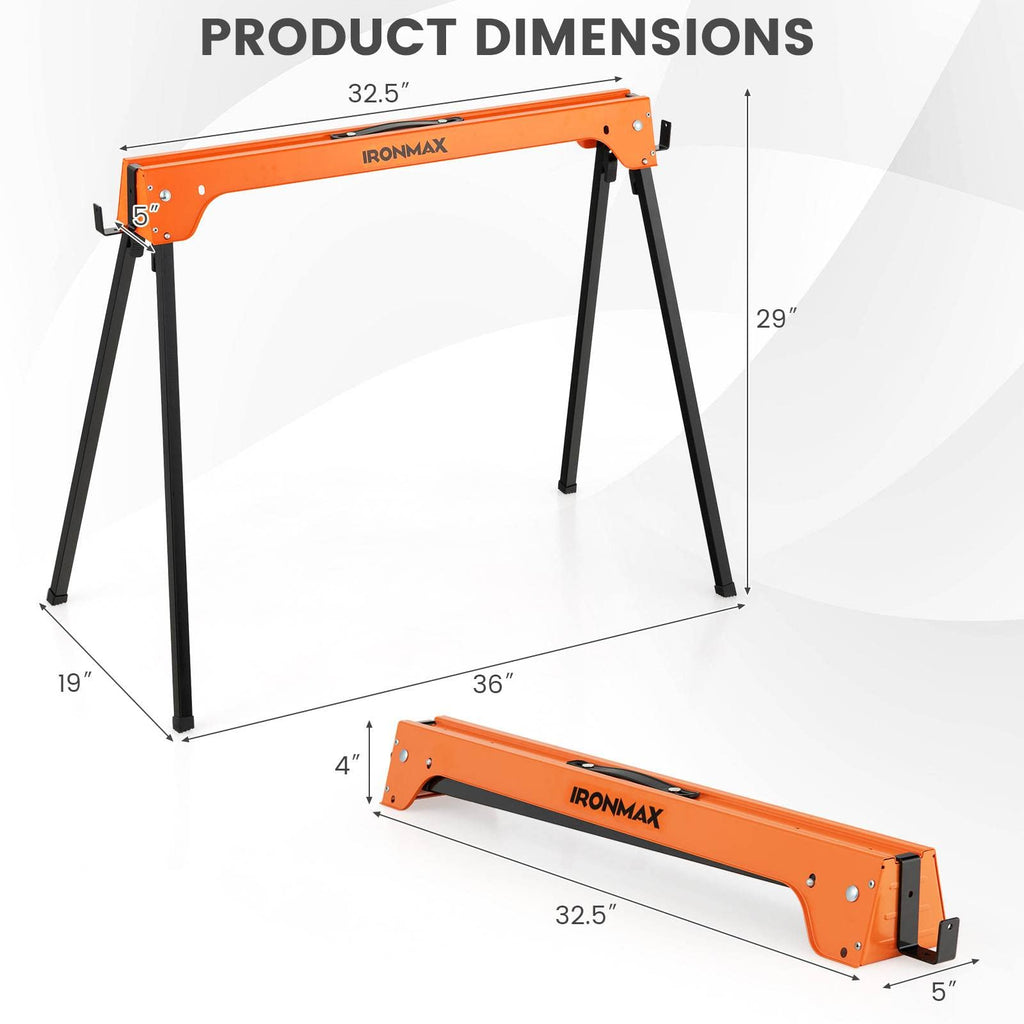 Folding Saw Horses 2 Pack 2644 LBS Capacity with Hooks F5096