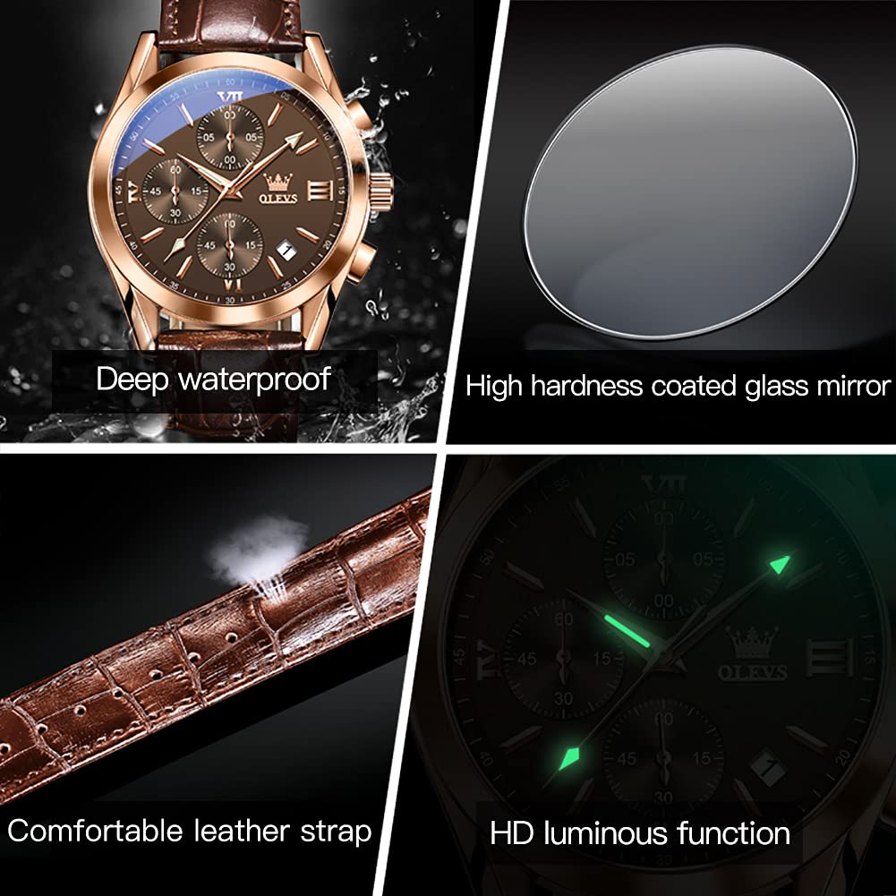 Mens Leather Quartz Brown Wrist Watch B45720