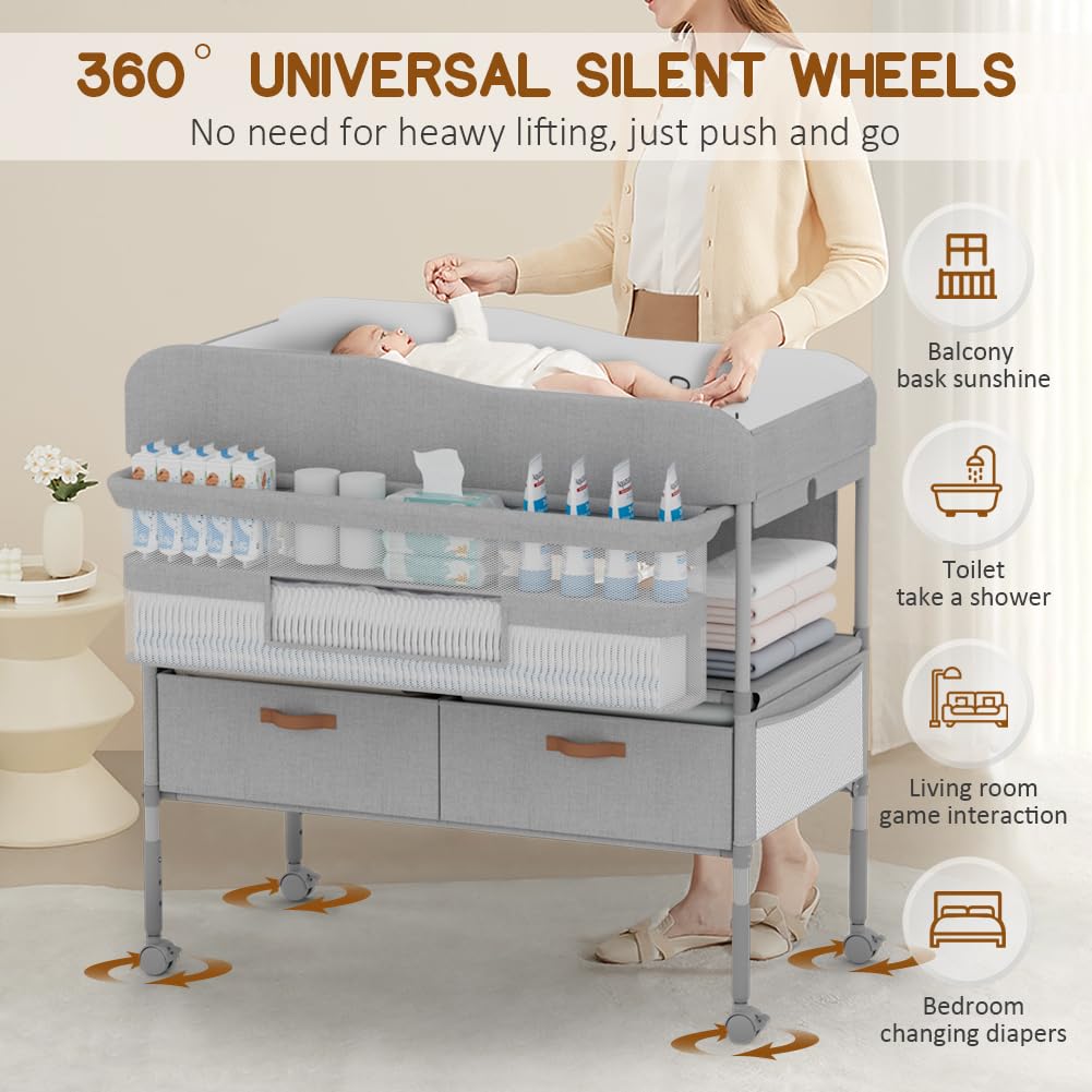 Portable Baby Changing Table with Storage Drawers E117547