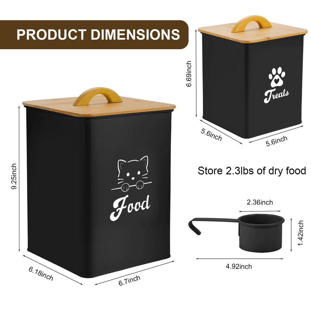 Black Airtight Cat Food Storage Container with Scoop Q83339