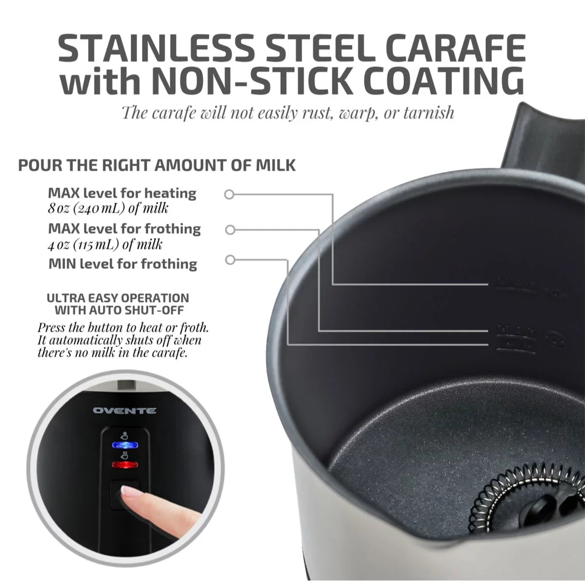 Electric Stainless Steel Milk Frother and Steamer M270