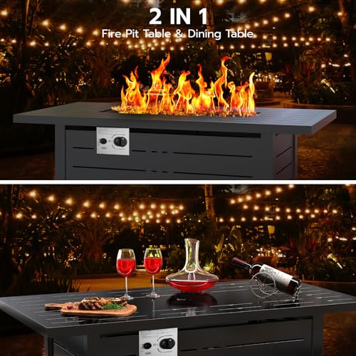 43 Inch 50,000 BTU Propane Fire Pit Table with Lid and Lava Rock G252360