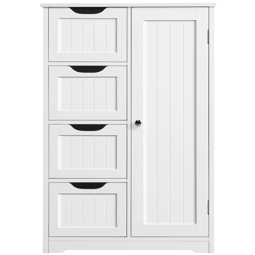 White 4 Drawer Wooden Bathroom Floor Cabinet T850