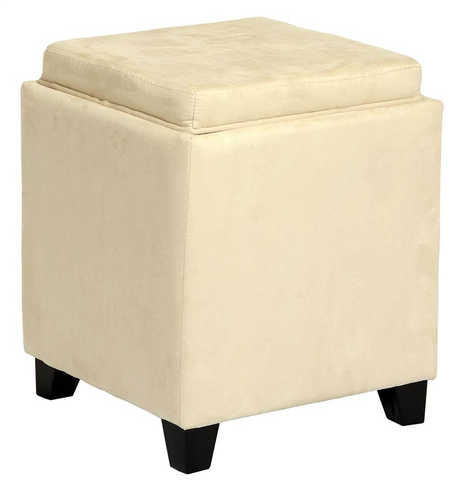 Red Microfiber Storage Ottoman P17662