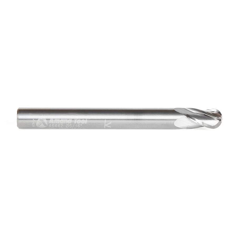 Solid Carbide Up-Cut Spiral Ball Nose 5/32 Radius x 5/16 Dia x 1/2 x 5/16 Shank x 3 inch Long x 4 Flute C20594