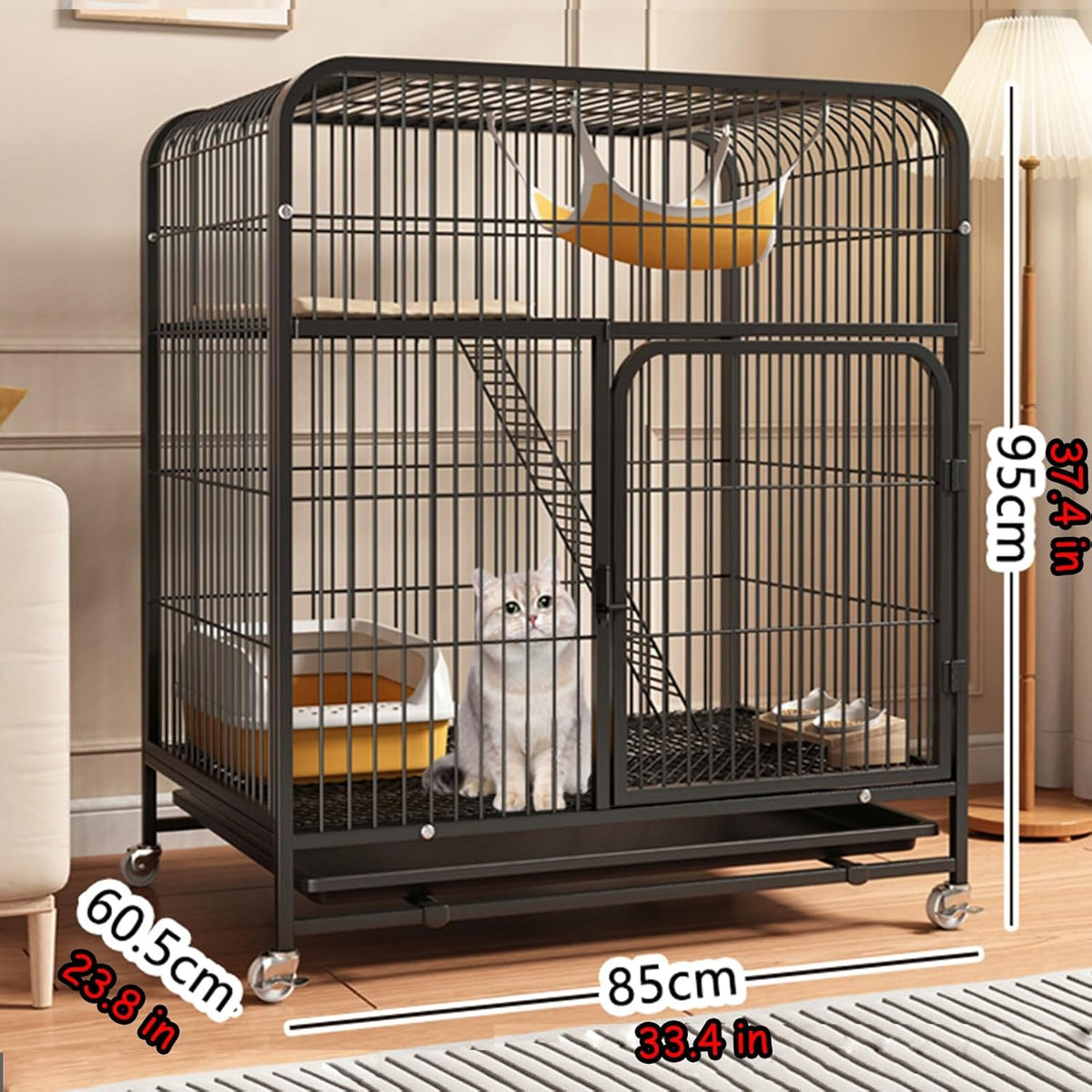 Large 2/3 Tier Cat Cage with Cat Litter Box O5259