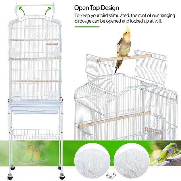 Large Rolling Metal Bird Cage with Stand M89528