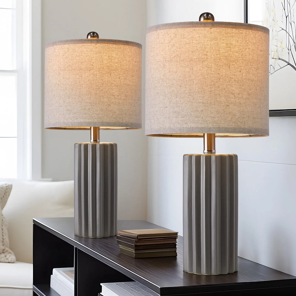Ceramic Table Lamp Set of 2 Gray V510