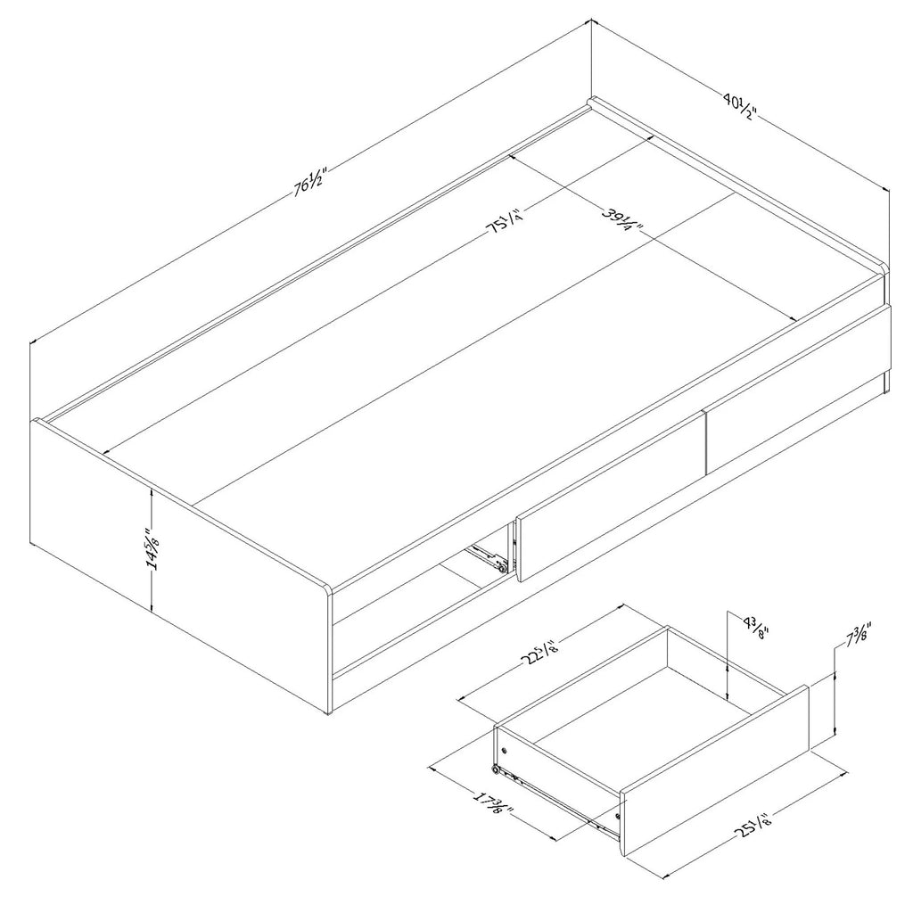 White Twin Metal Storage Bed I555