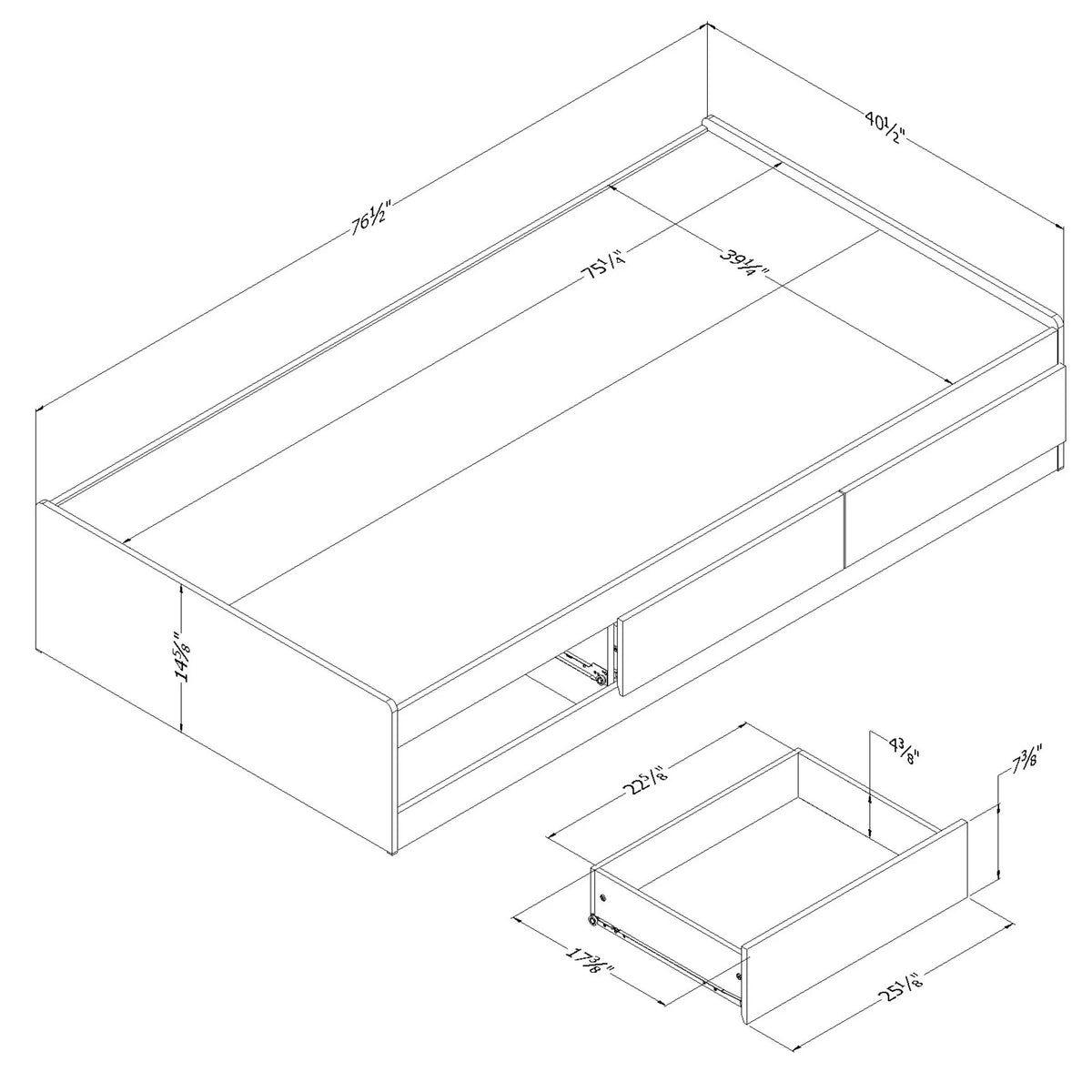 White Twin Metal Storage Bed I555