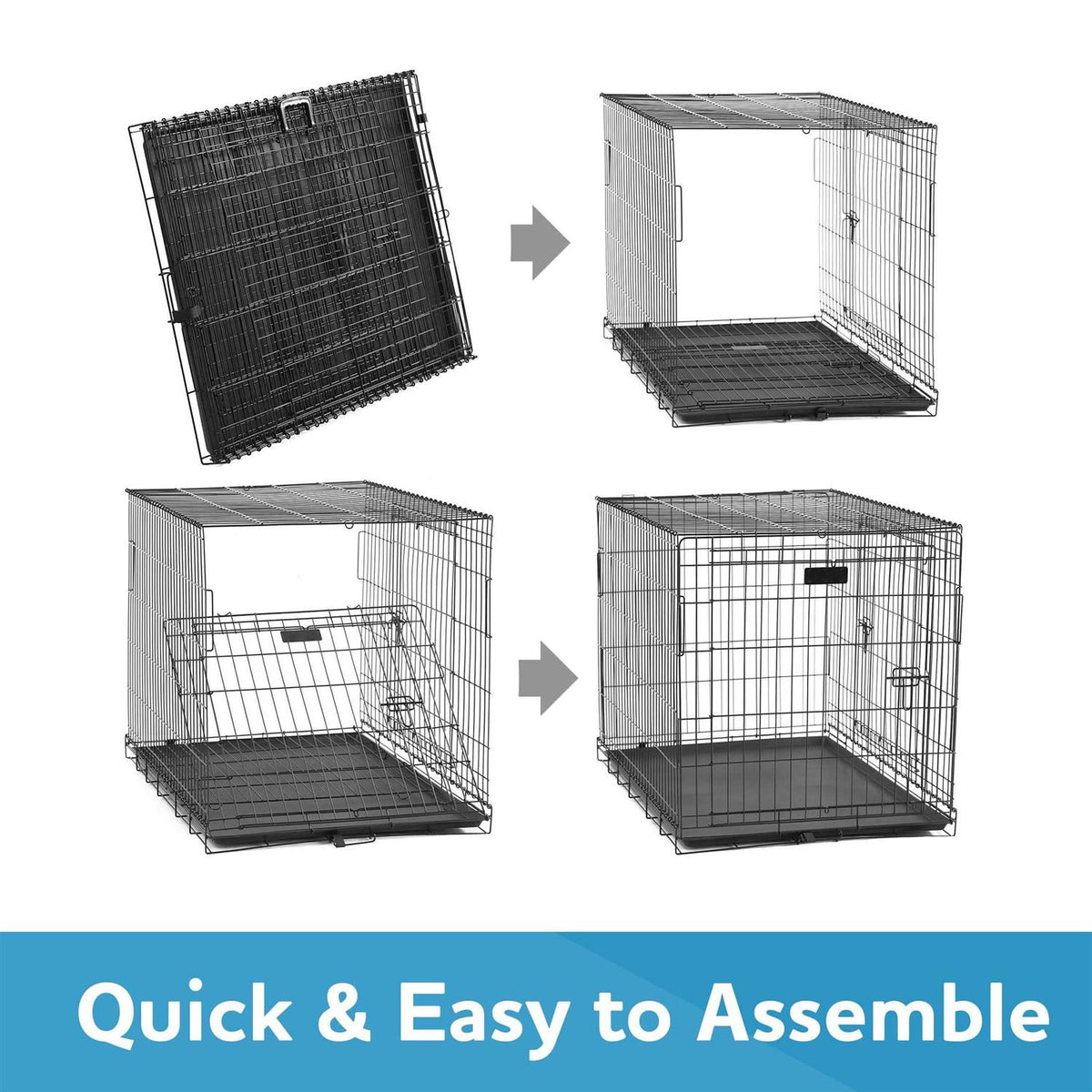 Double Door Folding Wire Dog Crate with Divider U6236