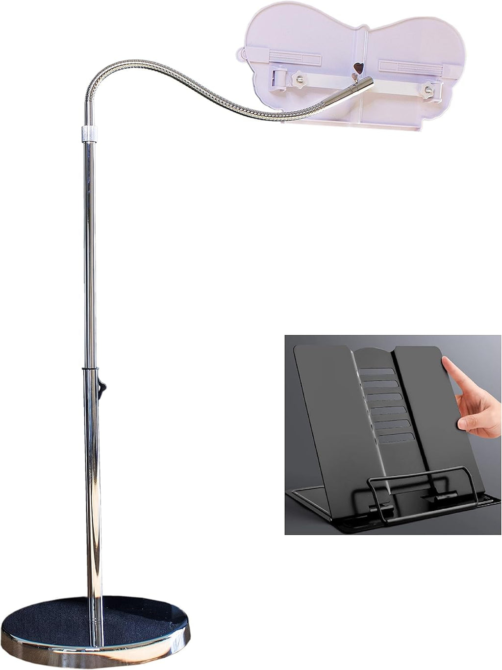 Adjustable Height Book Holder Floor Stand with Aluminum Base C699665