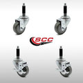 3 x 1.25 inch Stainless Steel Gray Polyurethane Wheels Caster Set of 4 Q611
