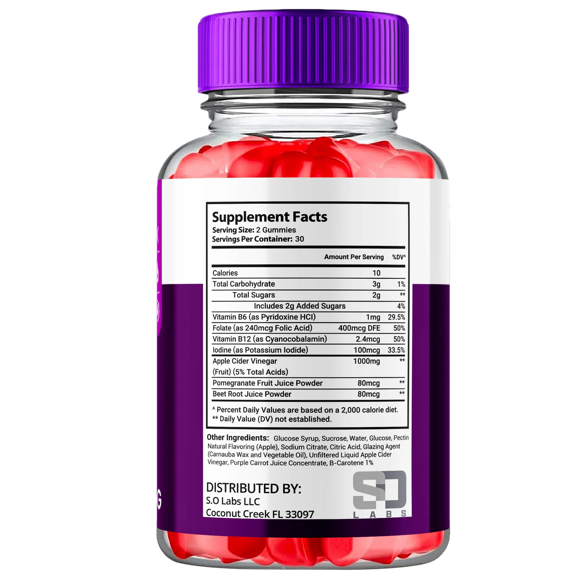 Apple Cider Vinegar Supplement Gummies with Folic Acid 180 Gummies G698888