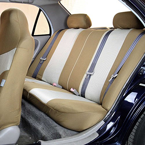 Beige Twill Car Seat Covers Full Set R2008