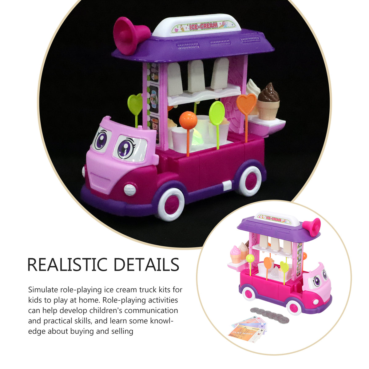 Toddler Plastic Food Truck Pretend Play Dinning Car Educational Kids Toys G494435