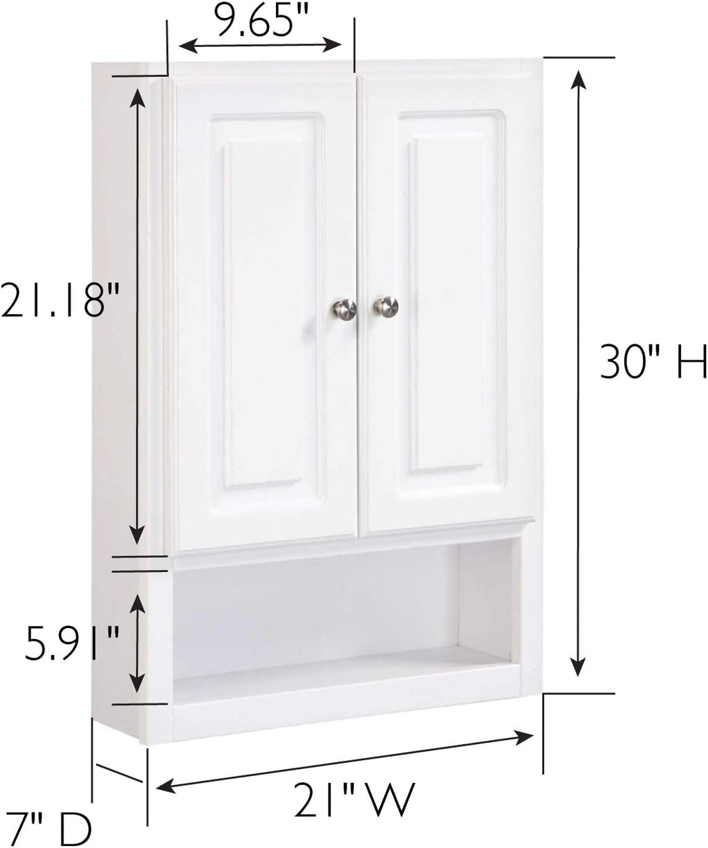 White 2-Door 1-Shelf Bathroom Wall Cabinet N563