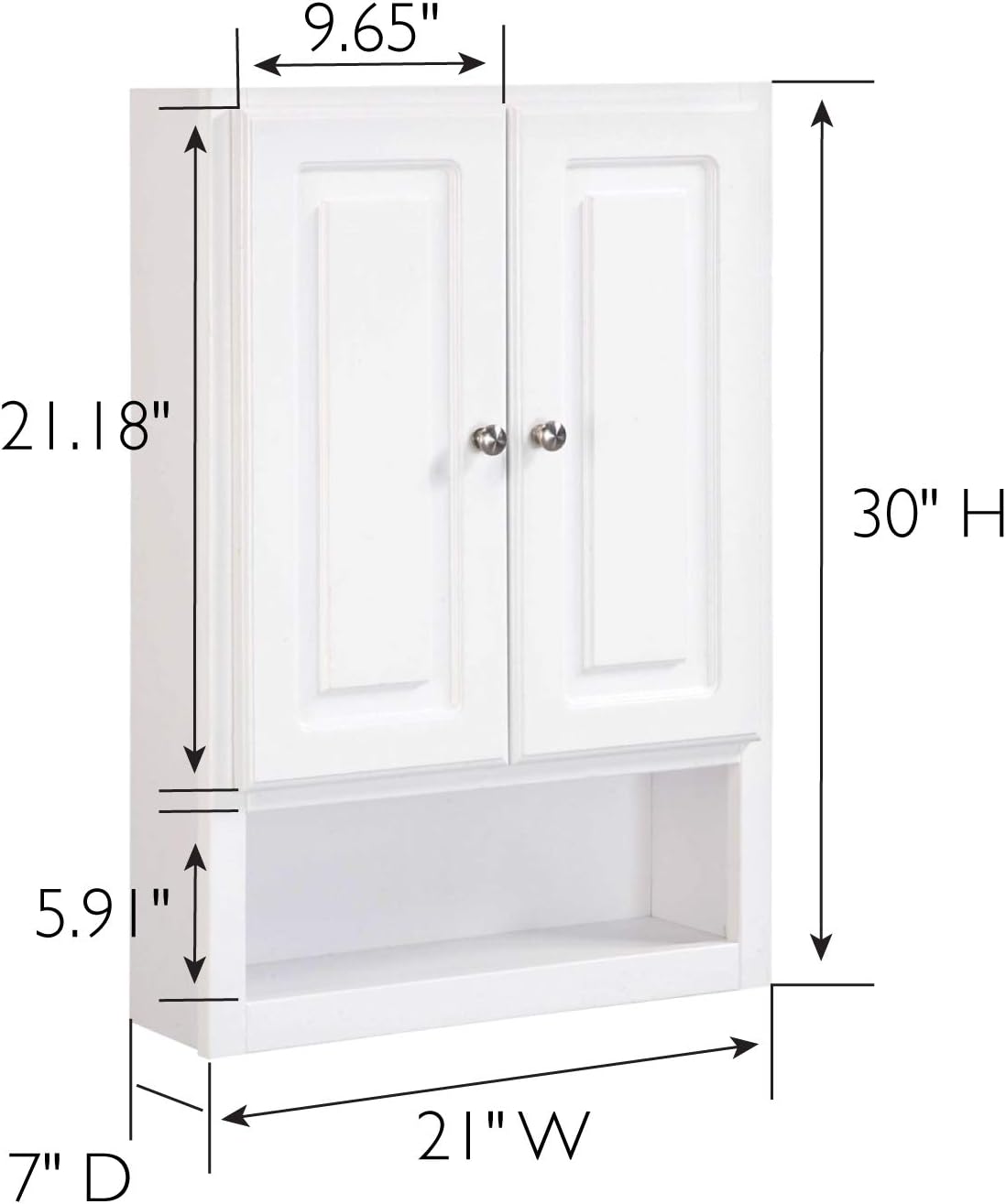 White 2-Door 1-Shelf Bathroom Wall Cabinet N563