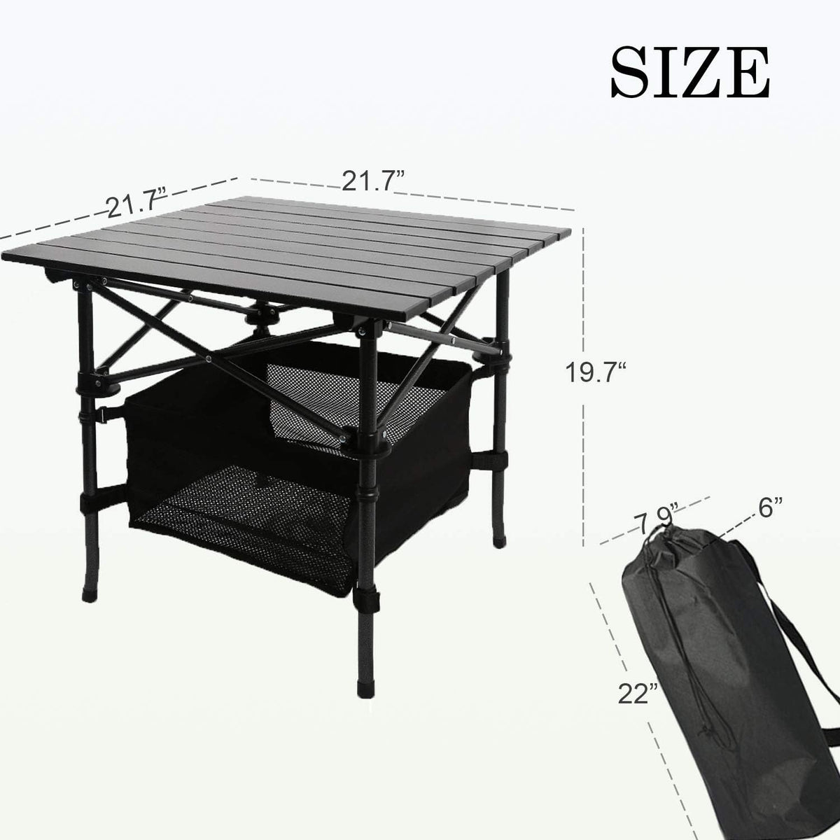 Height Adjustable Aluminum Folding Camping Table with Carry Bag Y942118