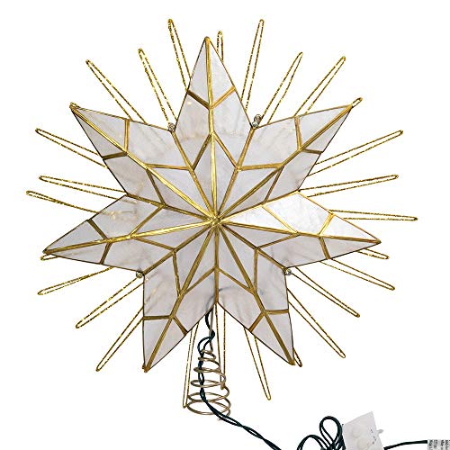 12" Gold Lighted Capiz Tree Topper Star I5779