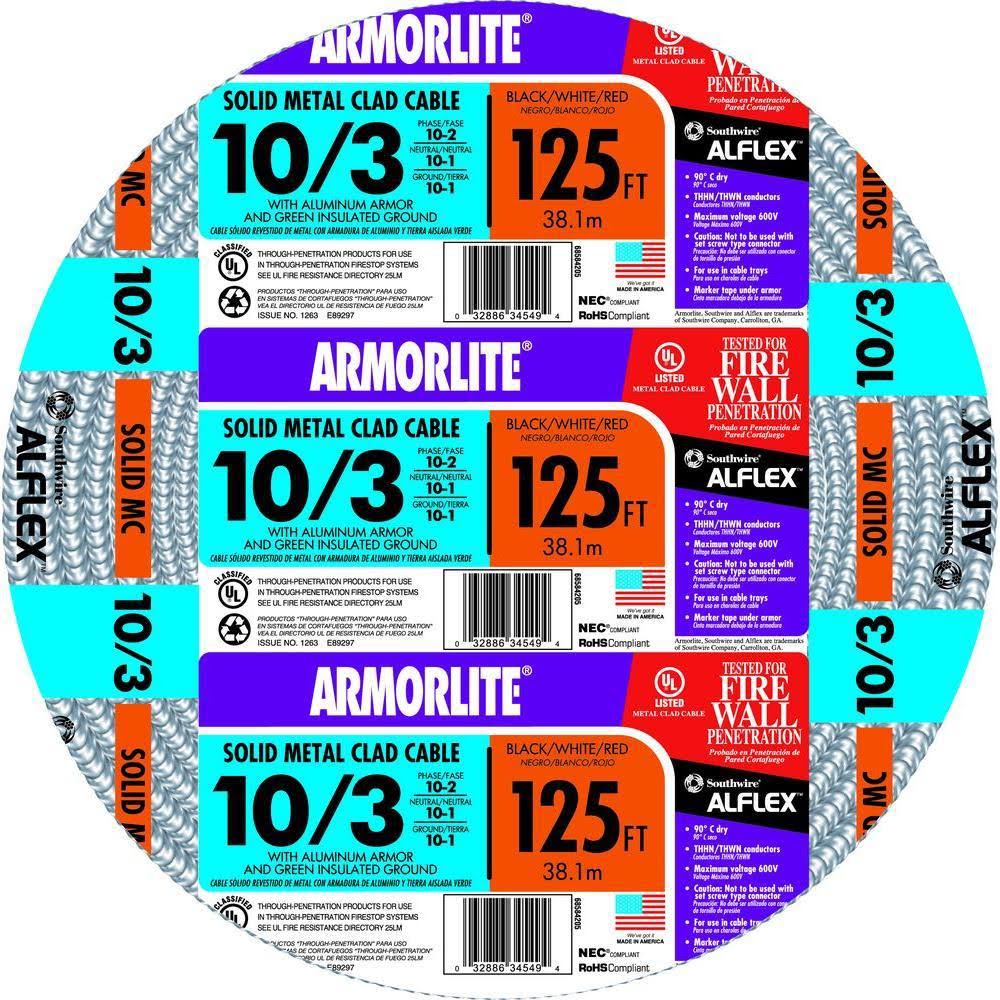 10/3 x 125 ft. Solid Cu MC Cable P2839