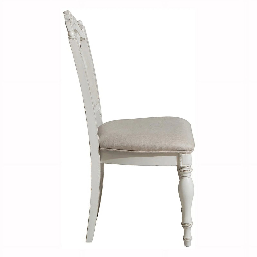 Antique White Gray Wood Writing Desk Chair E407084