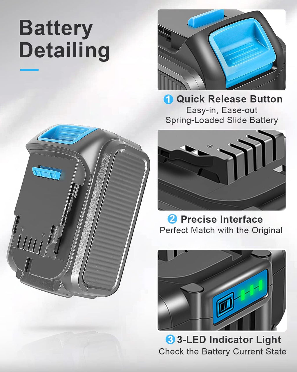 4 Pack 6.0Ah 20V Battery Replacement for Dewalt 20V Max XR Power Tools F4725