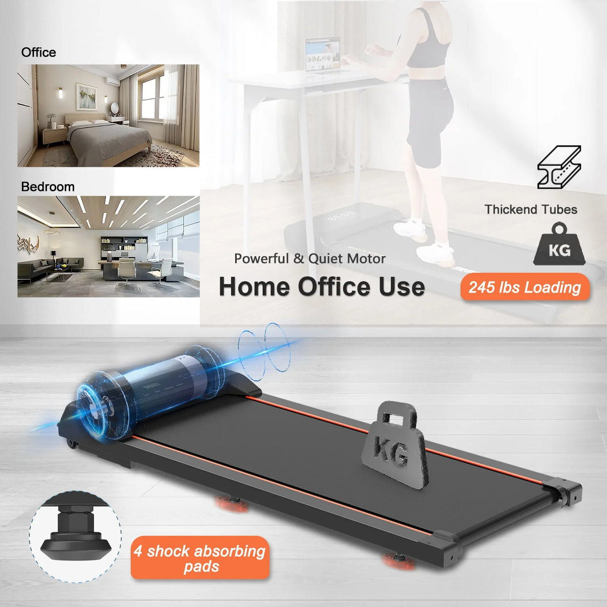 Under Desk Treadmill with LED Display and Remote Control S13387